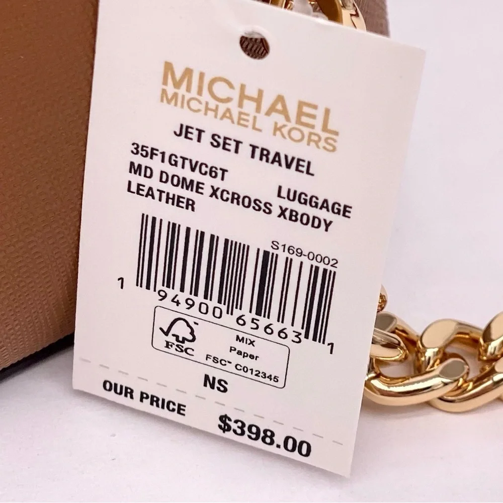 Michael Kors Jet Set Travel Medium Dome Crossbody Leather Luggage